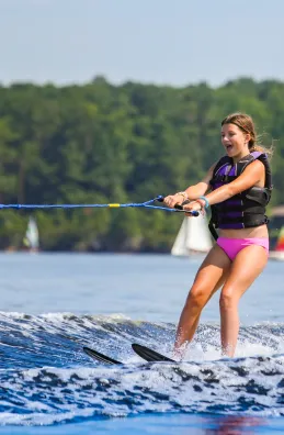 Girl waterskiing