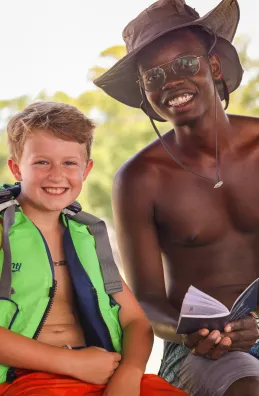 Counselor and camper at Camp Sea Gull