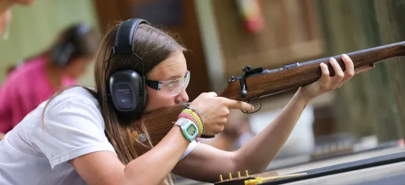 Girl at the riflery range