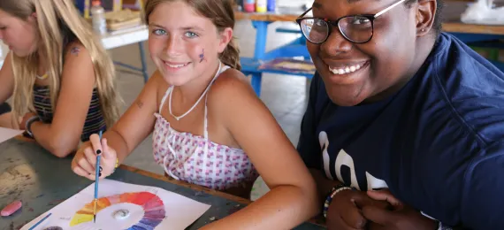 Girl working on art project at creative arts