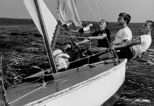 Vintage black and white sailing photo from Camp Sea Gull